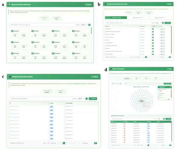 Fig.8 Result Section of TF Regulatory Network Page