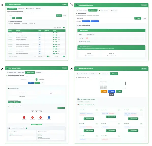 Fig.7 Search Section of TF Regulatory Network Page